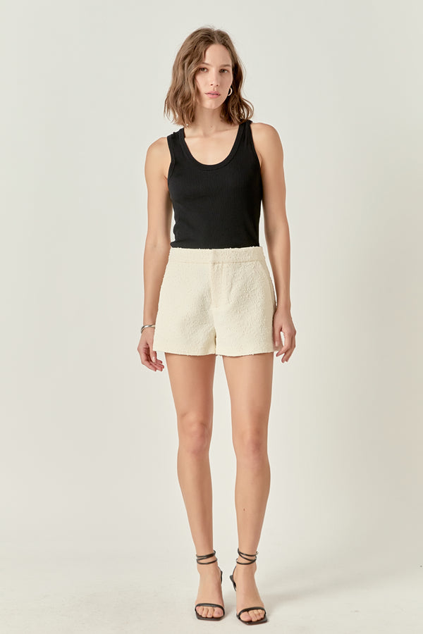 english factory Chloe Textured Shorts OFF WHITE