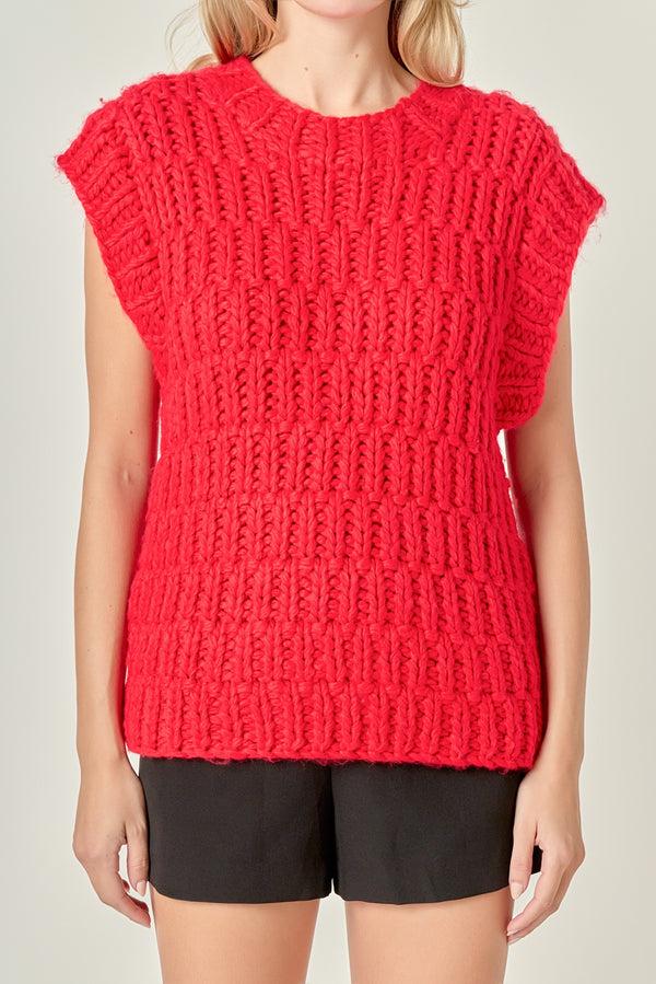 English Factory Chunky Knit Sweater Vest RED