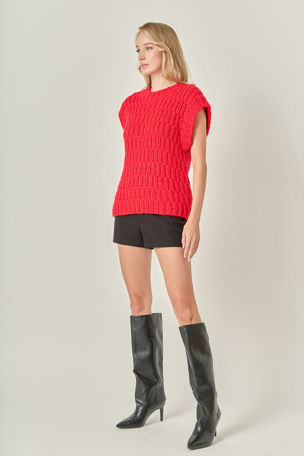 English Factory Chunky Knit Sweater Vest RED