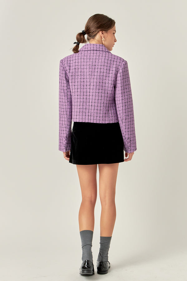 English Factory Collar Detail Tweed Jacket PURPLE