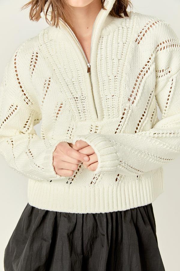 English Factory Collar Zip Up Knit WHITE
