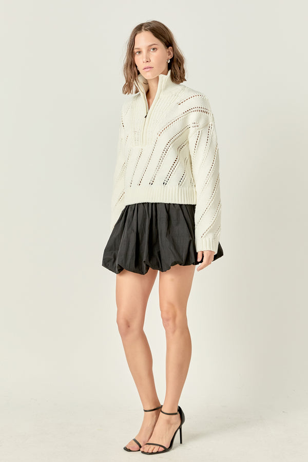 English Factory Collar Zip Up Knit WHITE