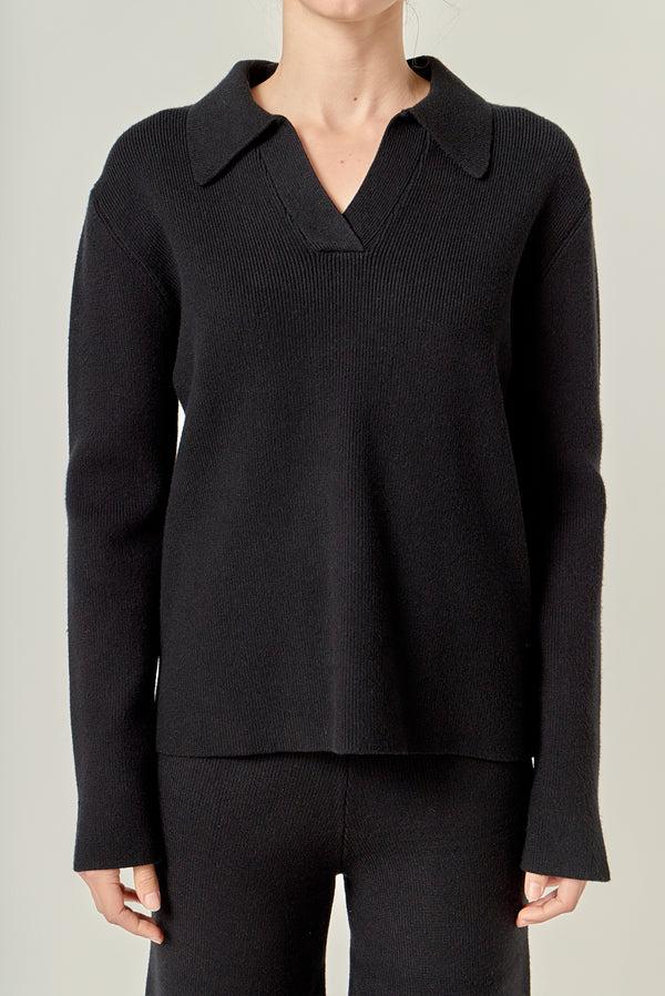 English Factory Collared Knit Sweater BLACK
