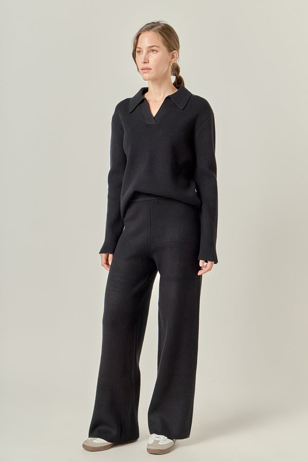 English Factory Collared Knit Sweater BLACK