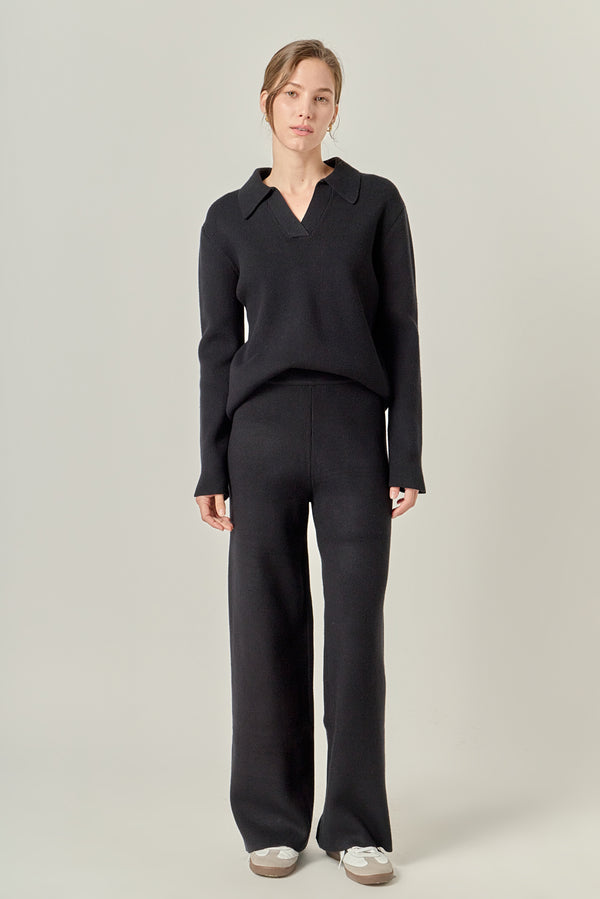 english factory Collared Knit Sweater BLACK