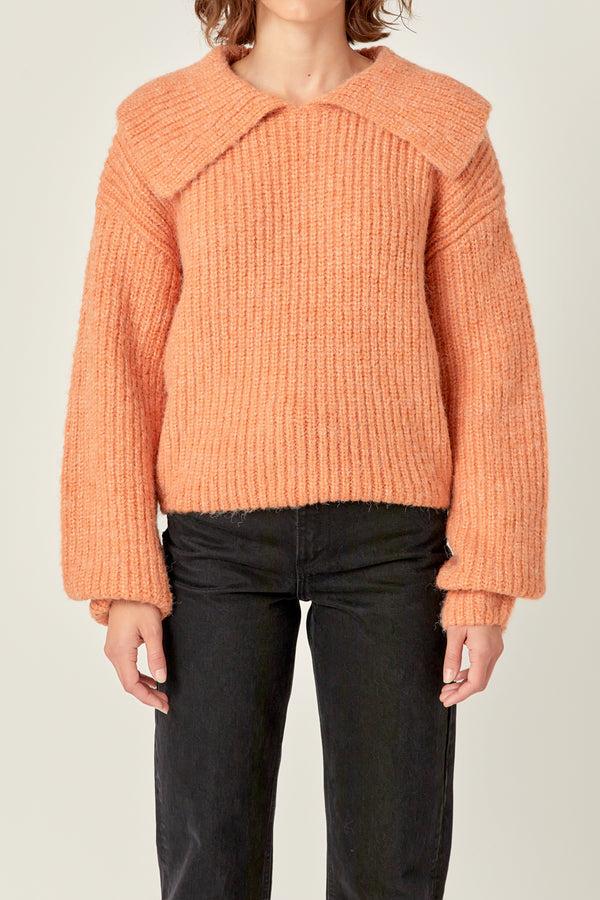English Factory Collared Rib Chunky Sweater PEACH