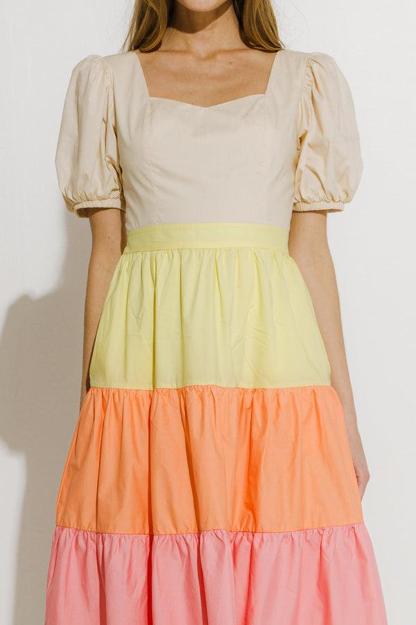 English Factory Color Block Midi Dress MULTI