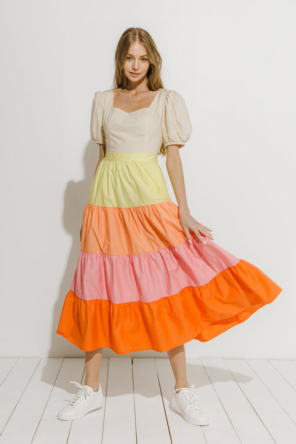 English Factory Color Block Midi Dress MULTI