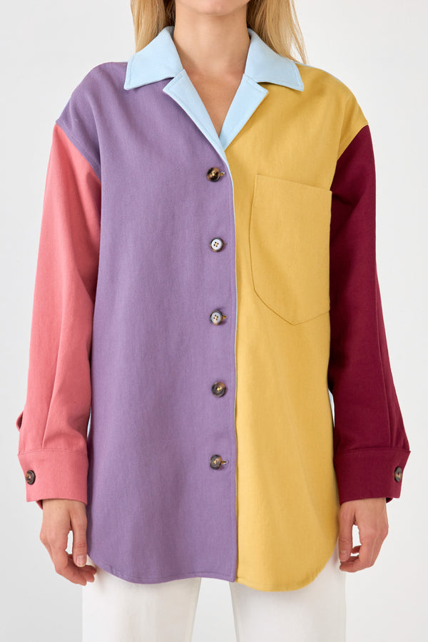 English Factory Color Block Shirts Jacket MULTI