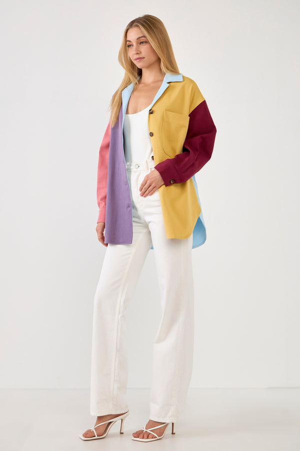 English Factory Color Block Shirts Jacket MULTI