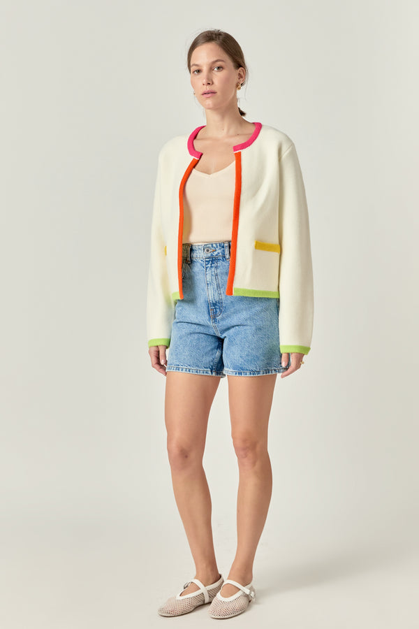 English Factory Color Block Sweater Cardigan MULTI