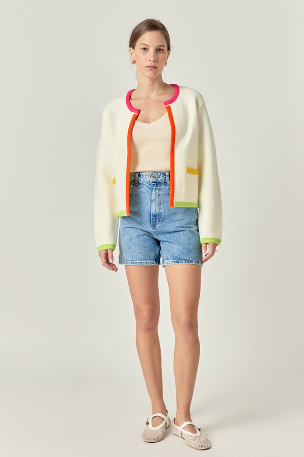 english factory Color Block Sweater Cardigan MULTI