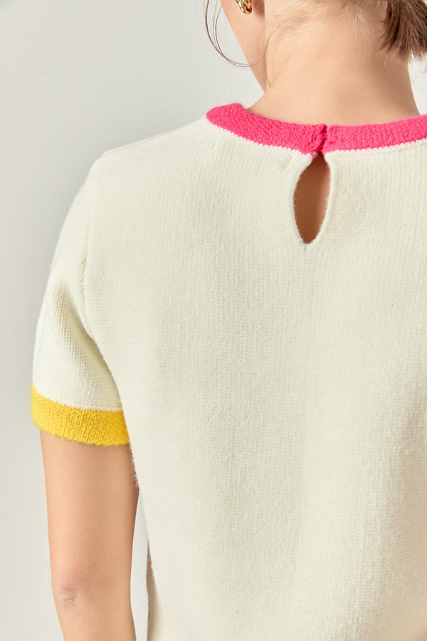 English Factory Color Block Sweater Top NAVY MULTI