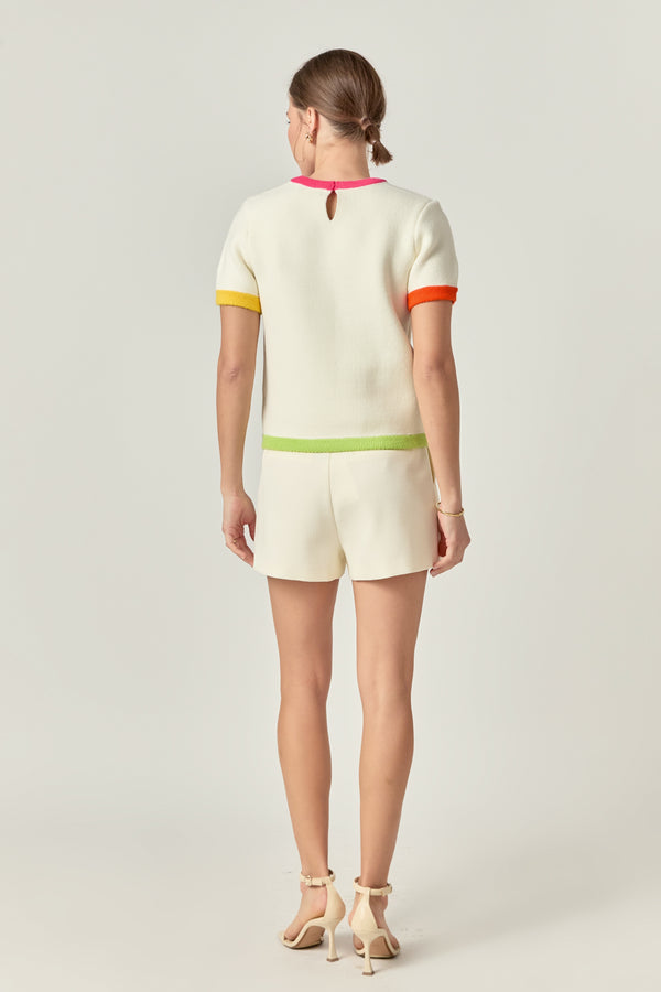 English Factory Color Block Sweater Top NAVY MULTI