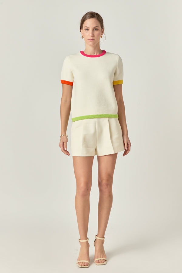 english factory Color Block Sweater Top NAVY MULTI