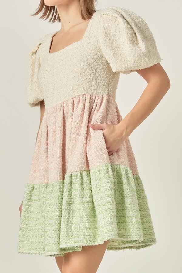 English Factory Color Block Tweed Mini Dress MULTI