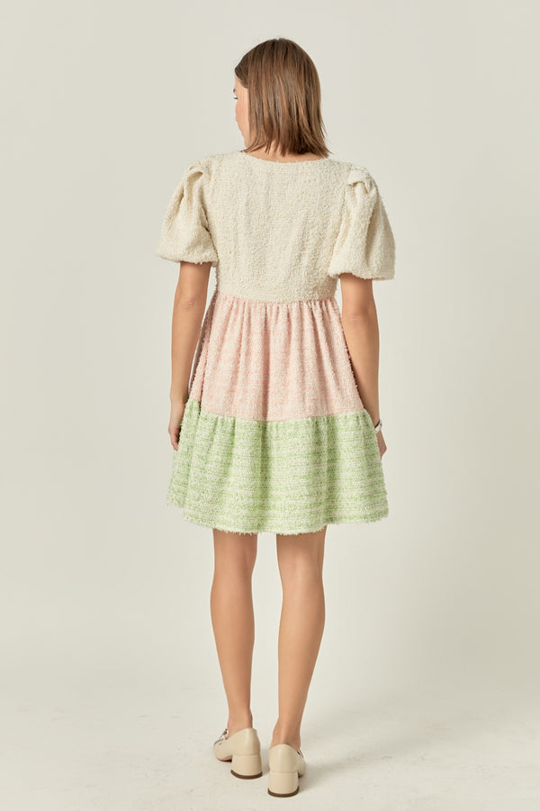 English Factory Color Block Tweed Mini Dress MULTI