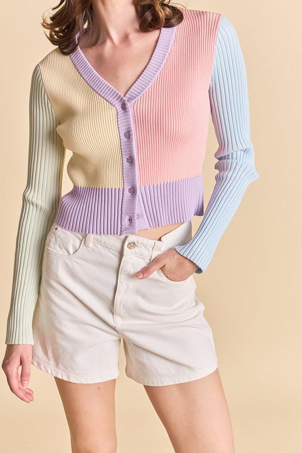 English Factory Color Blocked Knit Cardigan MULTI
