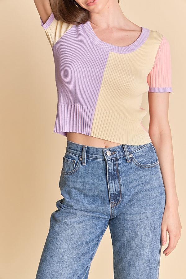 English Factory Color Blocked Sweater Top MULTI