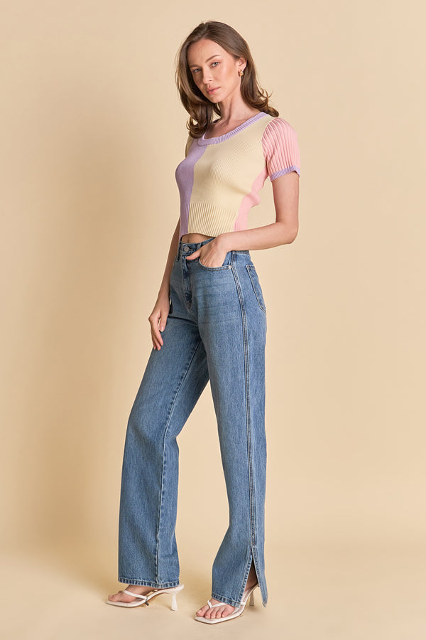 English Factory Color Blocked Sweater Top MULTI