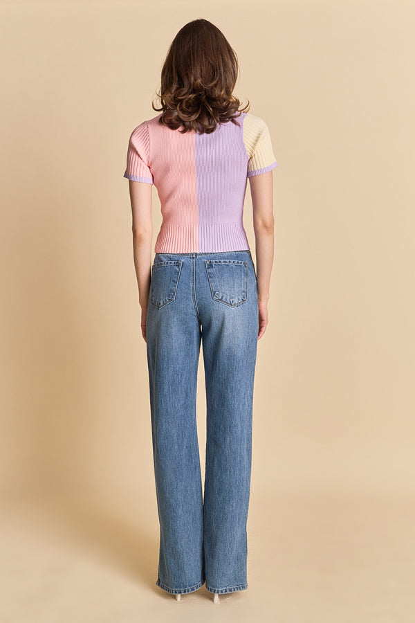 English Factory Color Blocked Sweater Top MULTI