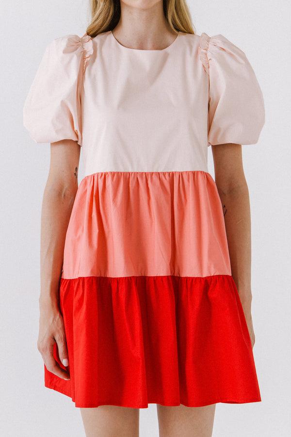 English Factory Colorblock Babydoll Dress MULTI