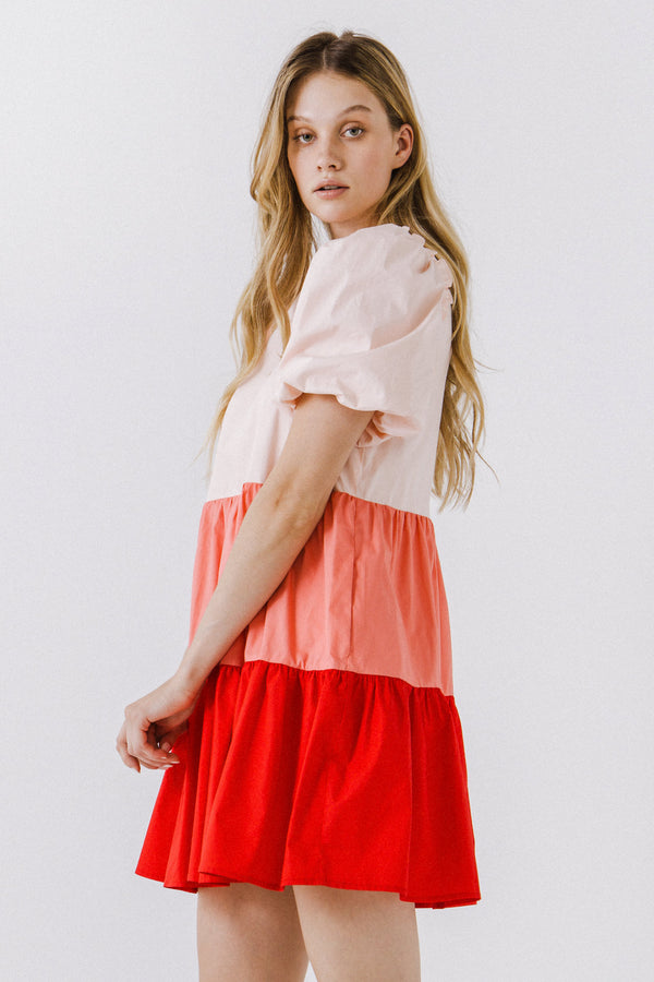 English Factory Colorblock Babydoll Dress MULTI