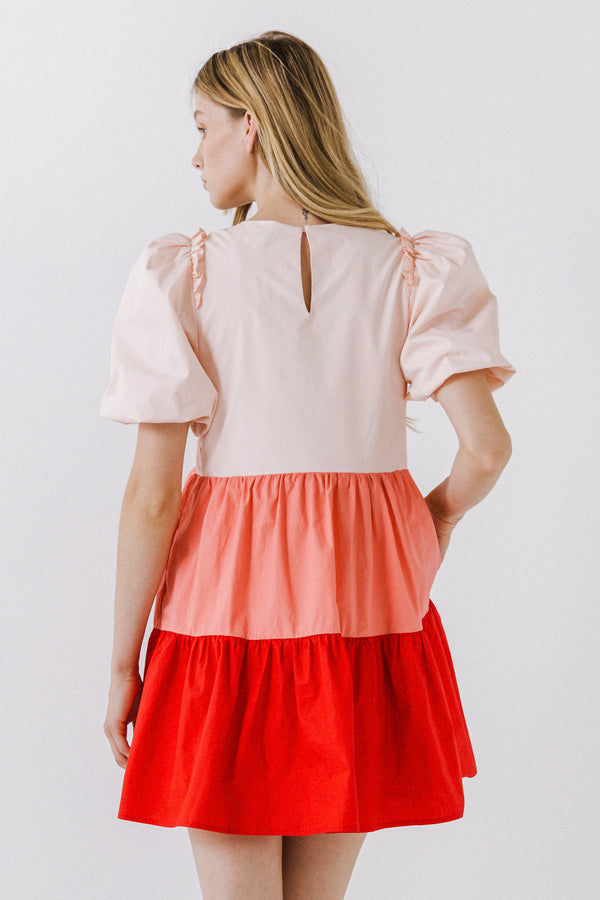 English Factory Colorblock Babydoll Dress MULTI