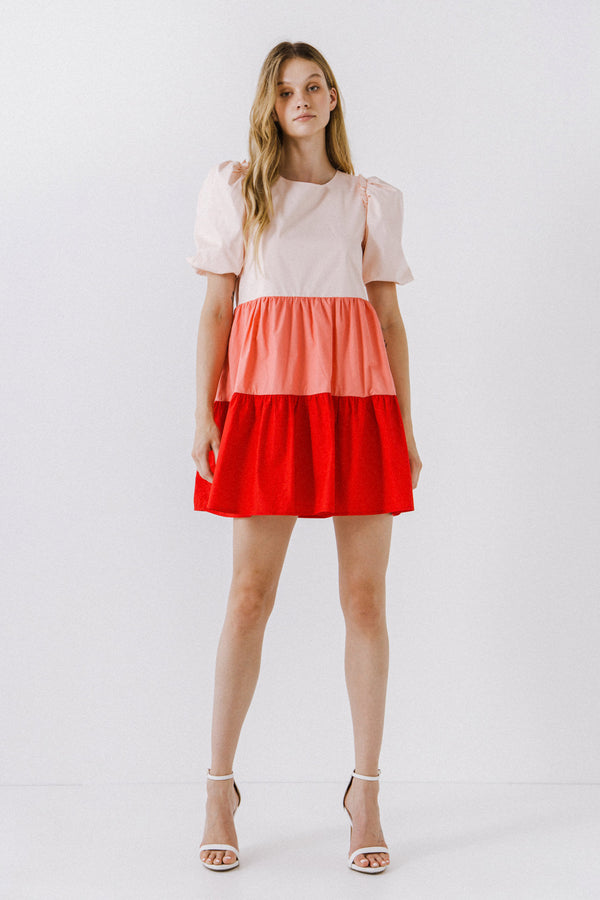 english factory Colorblock Babydoll Dress MULTI