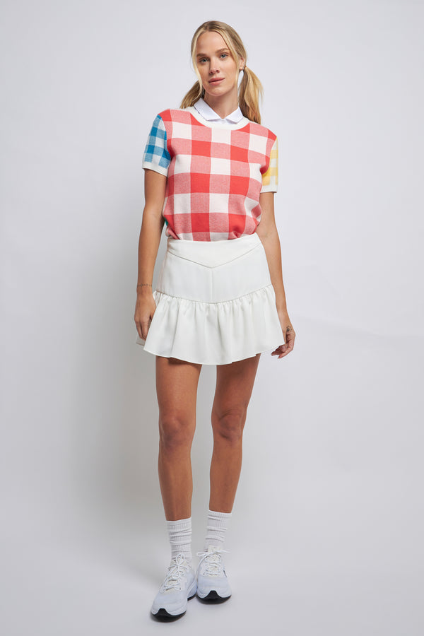 english factory Colorblock Check Knit Top MULTI