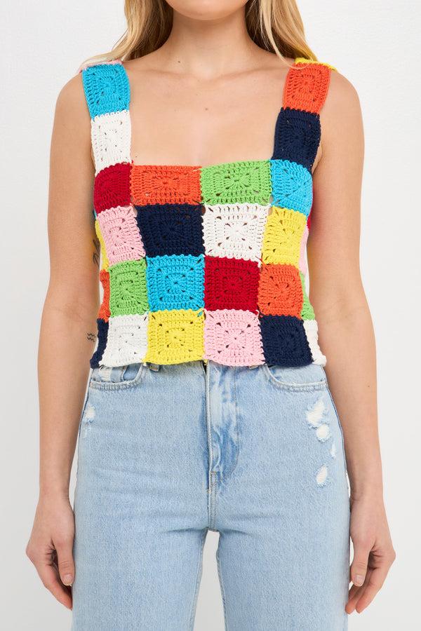 English Factory Colorblock Crochet Tank Top MULTI