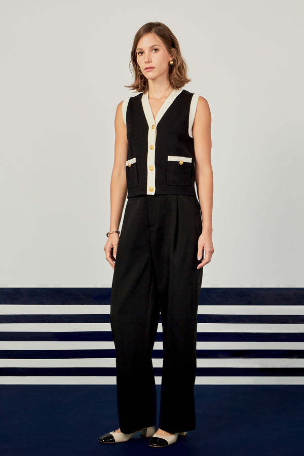 English Factory Colorblock Knit Vest BLACK