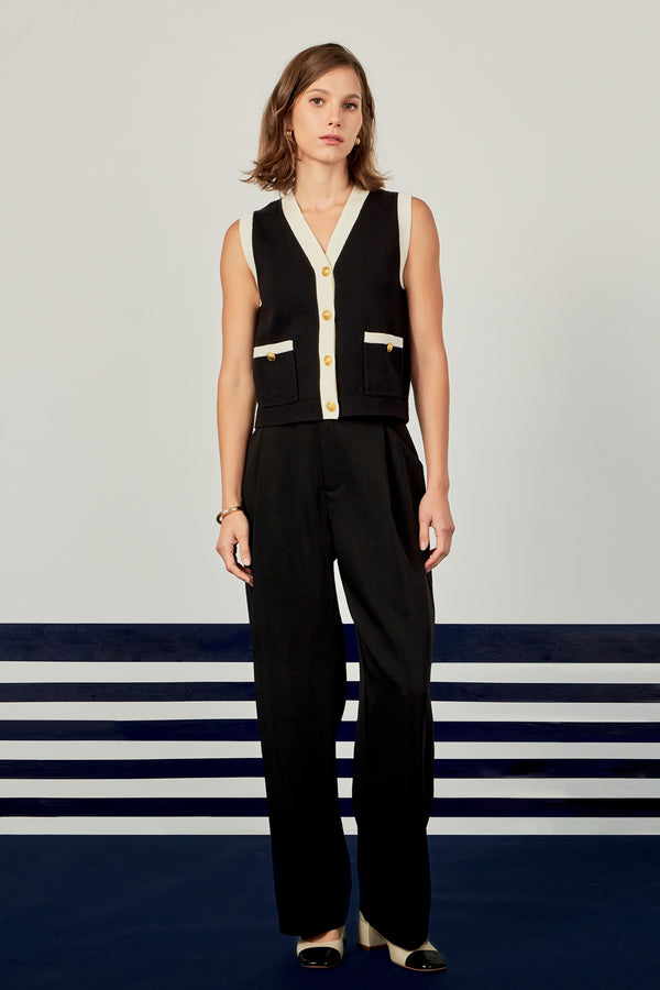 english factory Colorblock Knit Vest BLACK