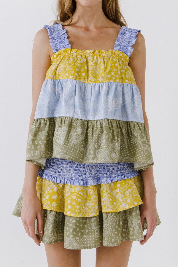 English Factory Colorblock Paisley Top MULTI