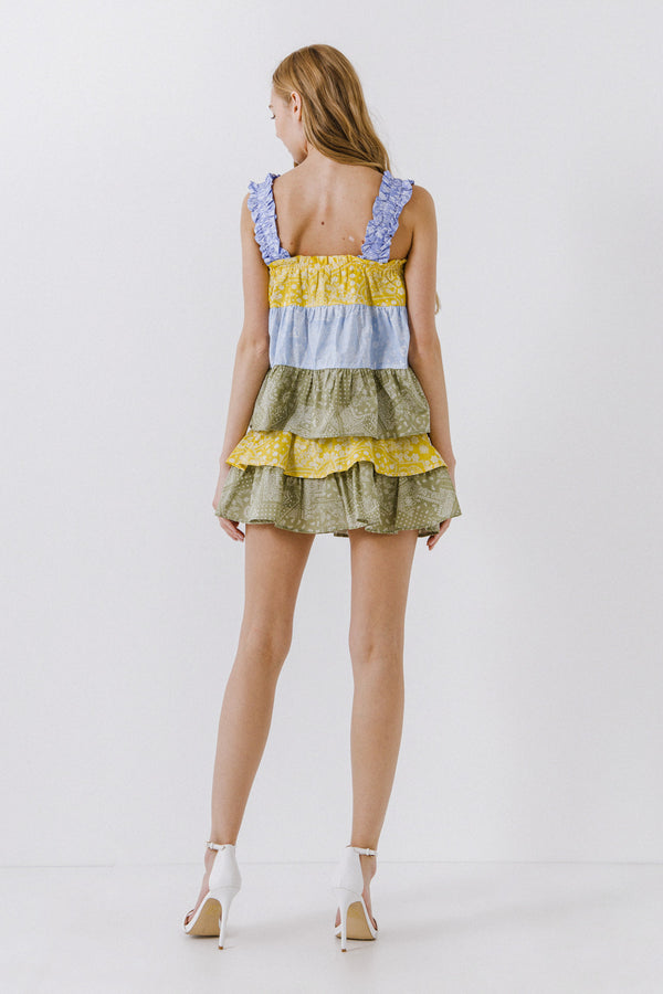 English Factory Colorblock Paisley Top MULTI