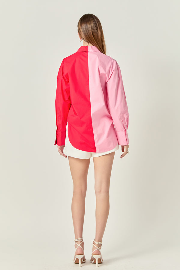 English Factory Colorblock Shirt PINK/RED
