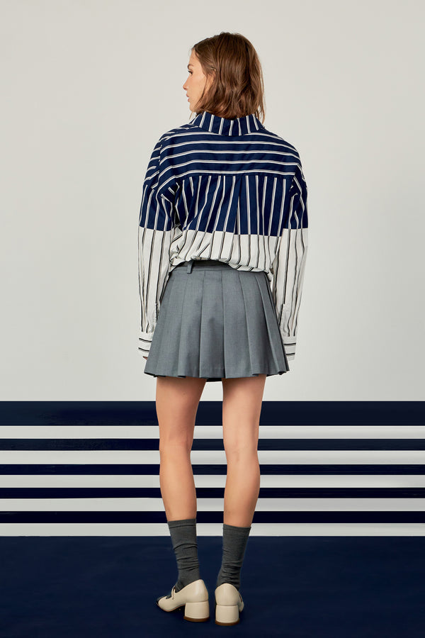 English Factory Colorblock Stripe Shirt NAVY/WHITE