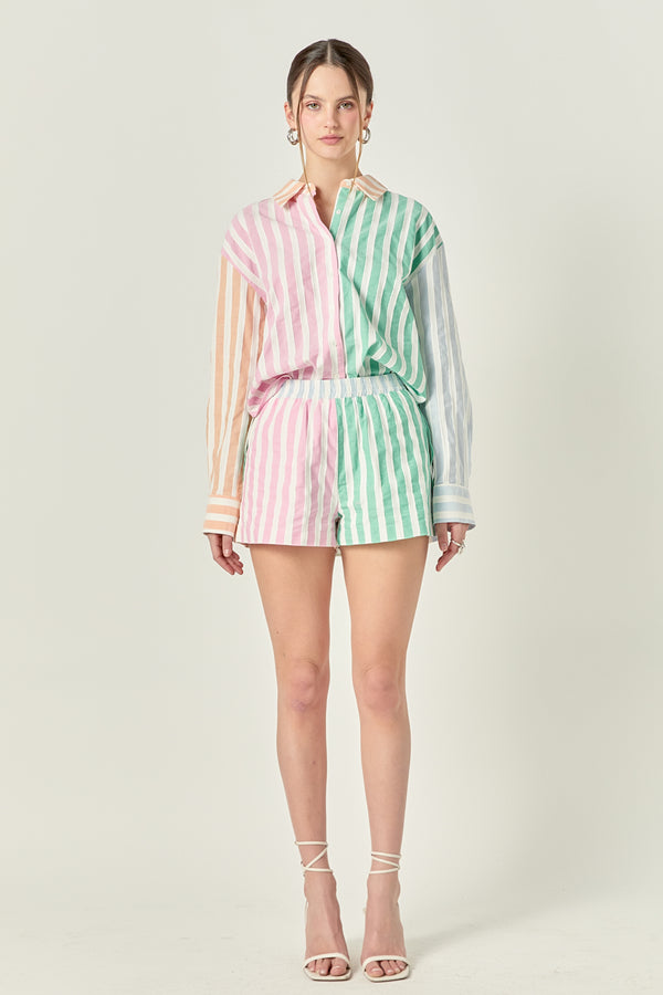English Factory Colorblock Stripe Shorts MULTI