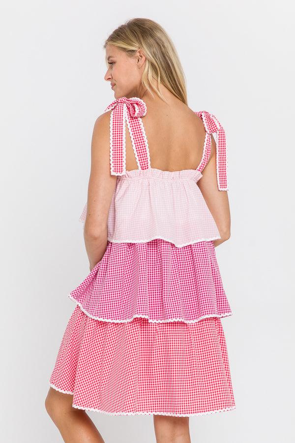 English Factory Colorblock Tiered Dress PINK MULTI