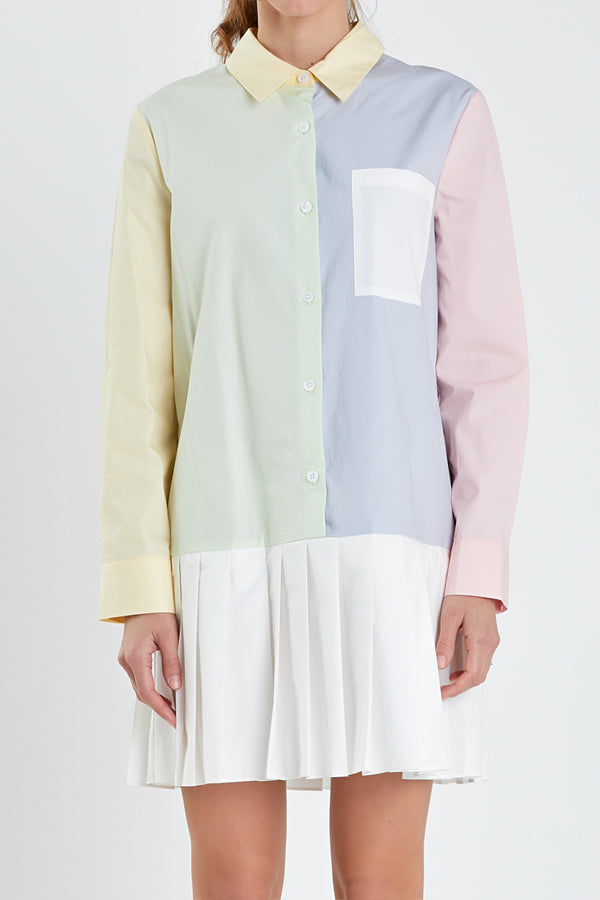 English Factory Colorblocked Shirt Dress MULTI