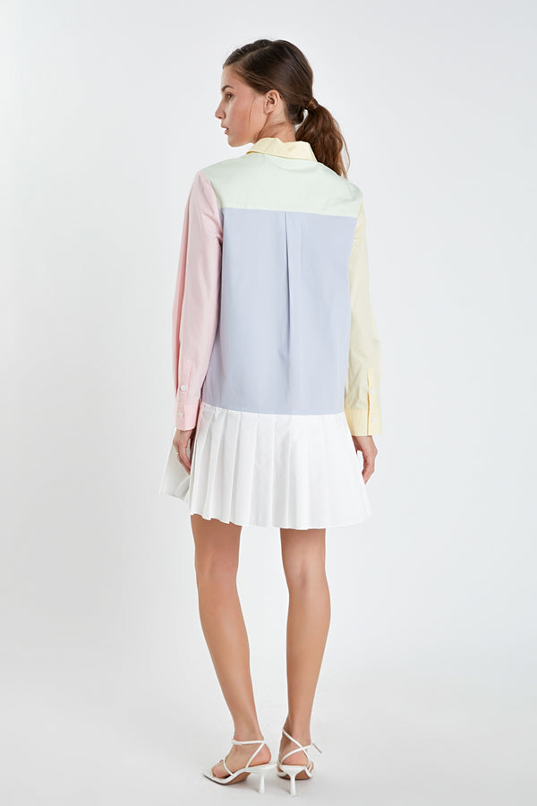 English Factory Colorblocked Shirt Dress MULTI