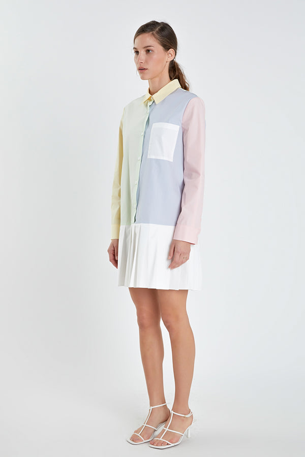 English Factory Colorblocked Shirt Dress MULTI