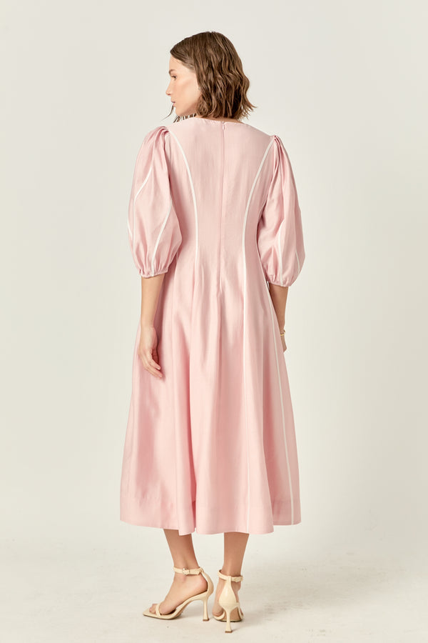 English Factory Contrast Binding Midi Dress PINK