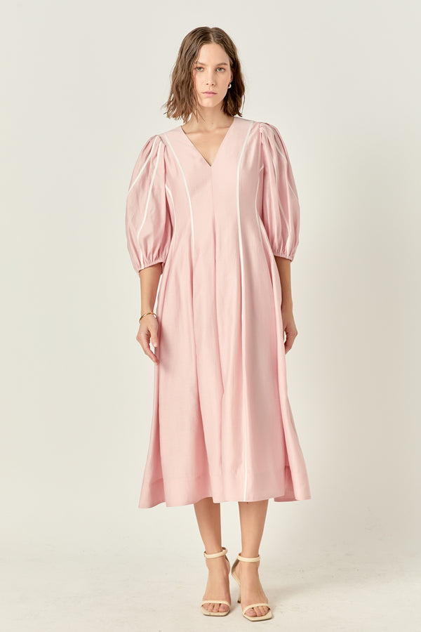 english factory Contrast Binding Midi Dress PINK