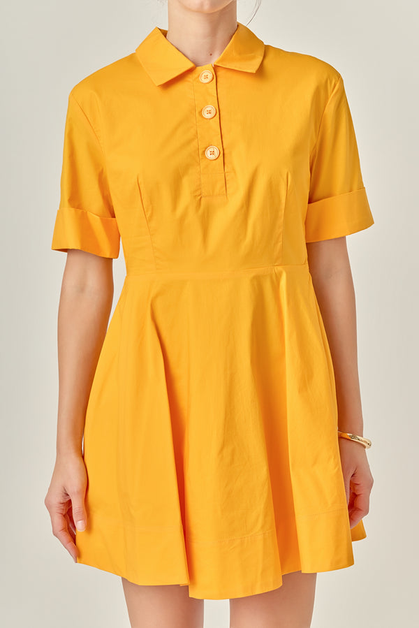 English Factory Cotton Shirt Mini Dress ORANGE