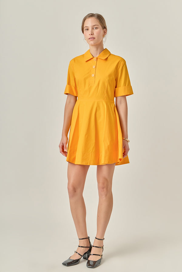 English Factory Cotton Shirt Mini Dress ORANGE
