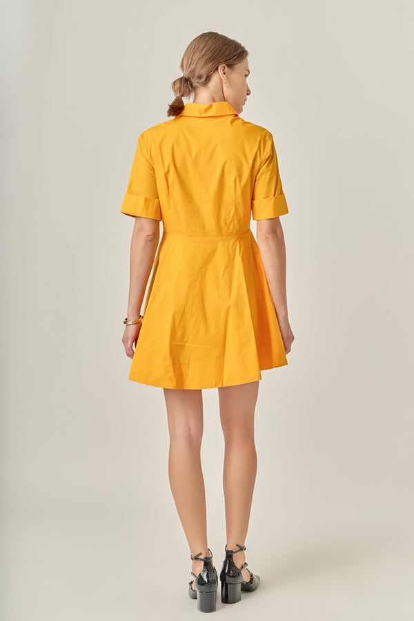 English Factory Cotton Shirt Mini Dress ORANGE