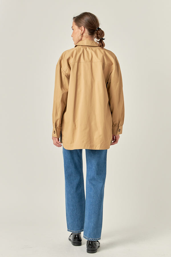 English Factory Cotton Twill Shirt Jacket TAN