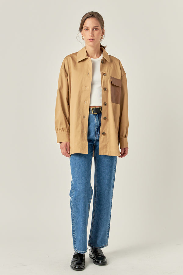 english factory Cotton Twill Shirt Jacket TAN