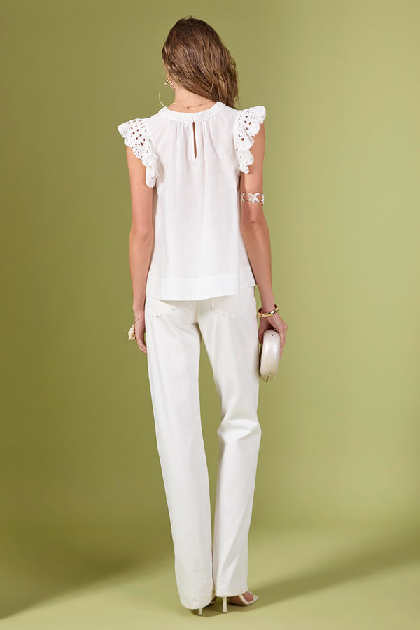 English Factory Crochet Detailed Top OFF WHITE